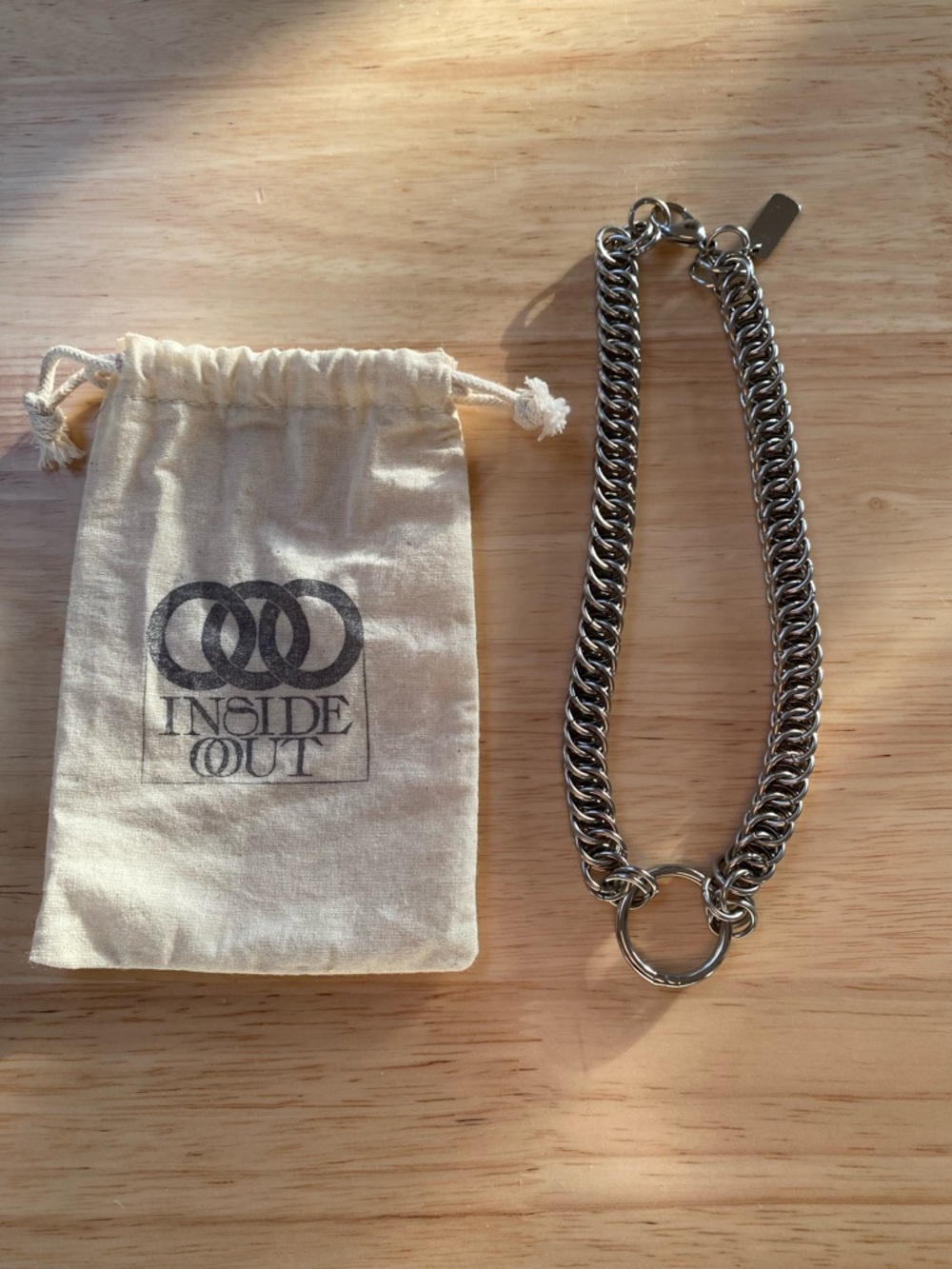 Chunky Silver Chain Necklace with O-Ring Pendant